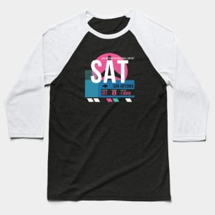 San Antonio (SAT) Airport Code Baggage Tag Baseball T-Shirt